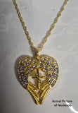 Rhinestone Wings & Cross Necklace