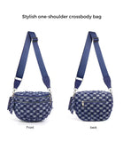 Checkered Denim Bum Bag/Crossbody Bag with Bonus Chain & Charm (4 Colors)