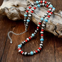 Western Multi Color Beaded Set - Necklace, Earrings, & Bracelet