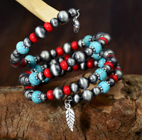 Western Multi Color Beaded Set - Necklace, Earrings, & Bracelet