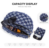 Checkered Denim Bum Bag/Crossbody Bag with Bonus Chain & Charm (4 Colors)