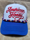 Handcrafted Patriotic - "American Honey" Trucker's Cap with Hat Chain