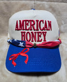 Handcrafted Patriotic - "American Honey" (Red) - Trucker's Cap with Hat Chain