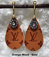 Embossed Teardrop Earrings with Charms (13 Color Choices)