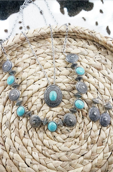 Turquoise Aubrey Lane Necklace & Earrings Set