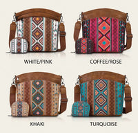 Aztec Crossbody/Shoulder Purse with Bonus Pouch (4 Color Choices)