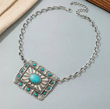Western Large Concho Necklace with Turquoise Stones