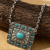 Western Large Concho Necklace with Turquoise Stones