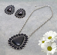 Western Large Concho Pendant Necklace & Earrings (3 Colors Available)