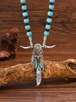 Western Turquoise Steer Necklace & Matching Bracelet