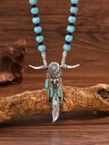 Western Turquoise Steer Necklace & Matching Bracelet