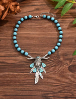 Western Turquoise Steer Necklace & Matching Bracelet