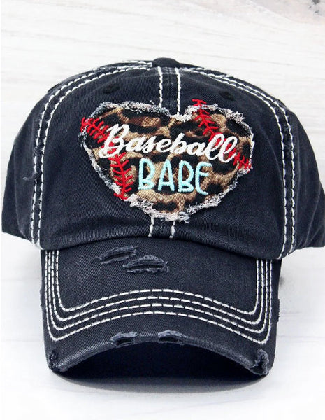 Distressed Black "Baseball Babe" Cap