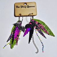 HALLOWEEN - Big & Boujee Custom Feather Earrings (Bats)