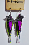 HALLOWEEN - Big & Boujee Custom Feather Earrings (Bats)