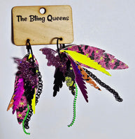 HALLOWEEN - Big & Boujee Custom Feather Earrings (Bats)
