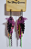 HALLOWEEN - Big & Boujee Custom Feather Earrings (Bats)