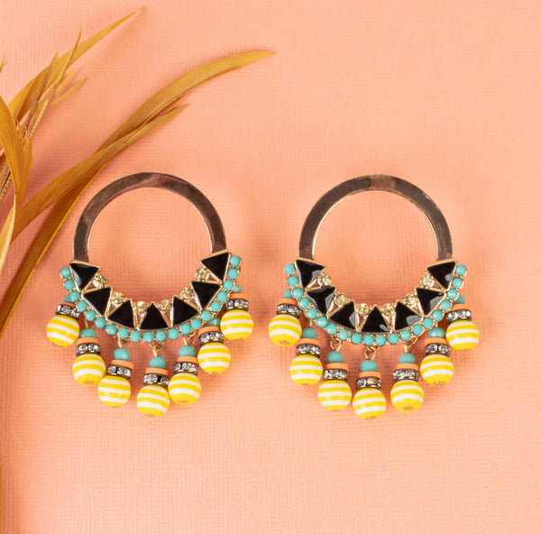 Beaded Tassel Hoop Earrings