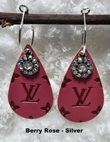 Embossed Teardrop Earrings with Charms (13 Color Choices)