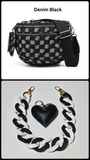 Checkered Denim Bum Bag/Crossbody Bag with Bonus Chain & Charm (4 Colors)