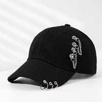 Stylish Baseball Cap with Chains & Rings (5 Colors Available)