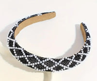 Rhinestone & Pearls Lattice Headband (2 Color Choices)