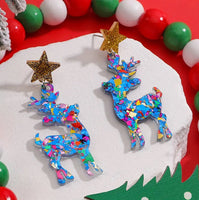 Christmas - Glitter Acrylic Reindeer Earrings (3 Choices)