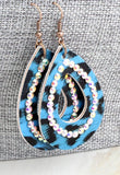 Leopard Teardrop Earrings with AB Crystal Outline (2 Colors Available)