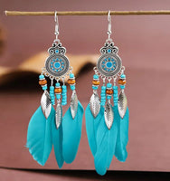 Boho-Chic Elegant Feather Dangle Earrings (7 Color Choices)