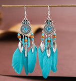 Boho-Chic Elegant Feather Dangle Earrings (7 Color Choices)