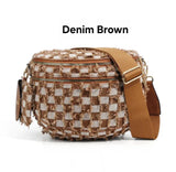 Checkered Denim Bum Bag/Crossbody Bag with Bonus Chain & Charm (4 Colors)