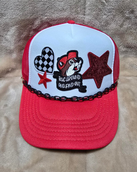 Handcrafted "Bucaround and Find Out" Trucker's Cap with Hat Chain