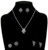 Checkered Spade Necklace with 3 Pairs of Earrings