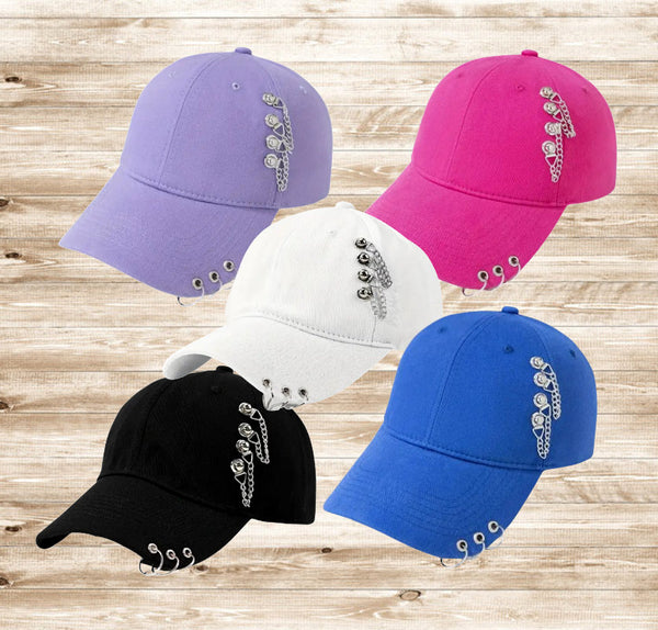 Stylish Baseball Cap with Chains & Rings (5 Colors Available)