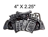 Western Style Engraved Poker Cards & Guns Buckle