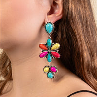 Western Squash Blossom Charm Necklace with Coordinating Earrings (3 Color Available)