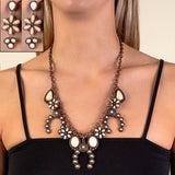 Western Squash Blossom Charm Necklace with Coordinating Earrings (3 Color Available)