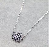 Checkered Round Necklace with 3 Pairs of Earrings