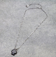Checkered Spade Necklace with 3 Pairs of Earrings