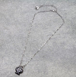 Checkered Spade Necklace with 3 Pairs of Earrings