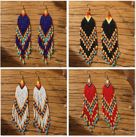 Boho-Chic Beaded Long Tassel Earrings (4 Color Choices)