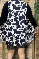 Cow Printed Vest w/Tassels