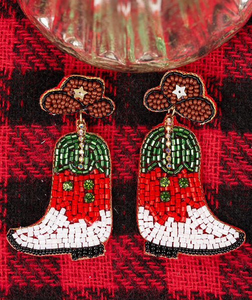 Christmas - Steppin' into the Season Seed Bead Earrings