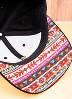 Black "COWGIRL" Underbrim Aztec Snapback Cap