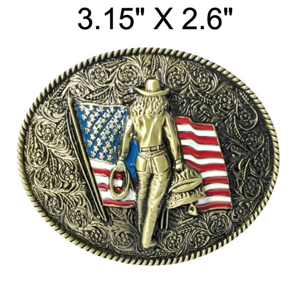 Western Engraved "Cowgirl" Belt Buckle (2 Color Options)