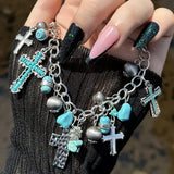 Western Boho Turquoise Cross Charm Bracelet