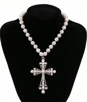 Elegant Pearl Cross Necklaces (3 Color Options)