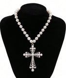Elegant Pearl Cross Necklaces (3 Color Options)