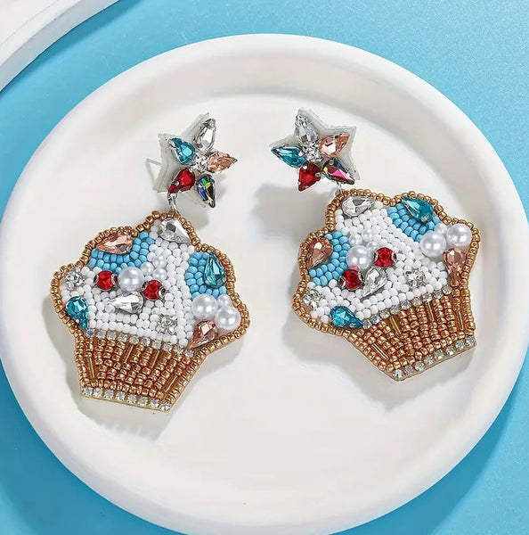 Cute Cupcake Seed Bead Earrings