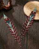 Boho-Chic Dark Red Beaded Long Tassel Earrings